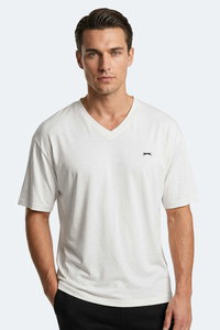 Slazenger - Slazenger KATRE Erkek V Yaka Beyaz Tişört