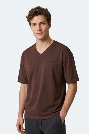 Slazenger KATRE Erkek Oversıze Kahve Tişört 