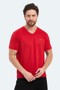 Slazenger - Slazenger KATRIINA Erkek V Yaka Kırmızı Tişört