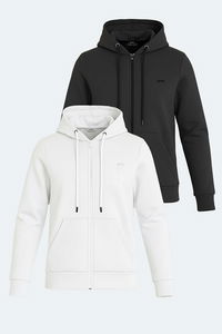 Slazenger - Slazenger KATYA 2 li set Kadın Fermuarlı Kapüşonlu Cepli Beyaz - Siyah Sweatshirt Slazenger - Slazenger KATYA 2 li set Kadın Fermuarlı Kapüşonlu Cepli Beyaz - Siyah Sweatshirt
