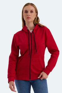 Slazenger - Slazenger KATYA Kadın Fermuarlı Kapüşonlu Cepli Kırmızı Sweatshırt Slazenger - Slazenger KATYA Kadın Fermuarlı Kapüşonlu Cepli Kırmızı Sweatshırt