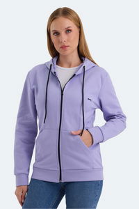 Slazenger - Slazenger KATYA Kadın Fermuarlı Kapüşonlu Cepli Lila Sweatshırt Slazenger - Slazenger KATYA Kadın Fermuarlı Kapüşonlu Cepli Lila Sweatshırt