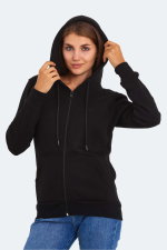 Slazenger - Slazenger KATYA Kadın Fermuarlı Kapüşonlu Cepli Siyah Sweatshırt