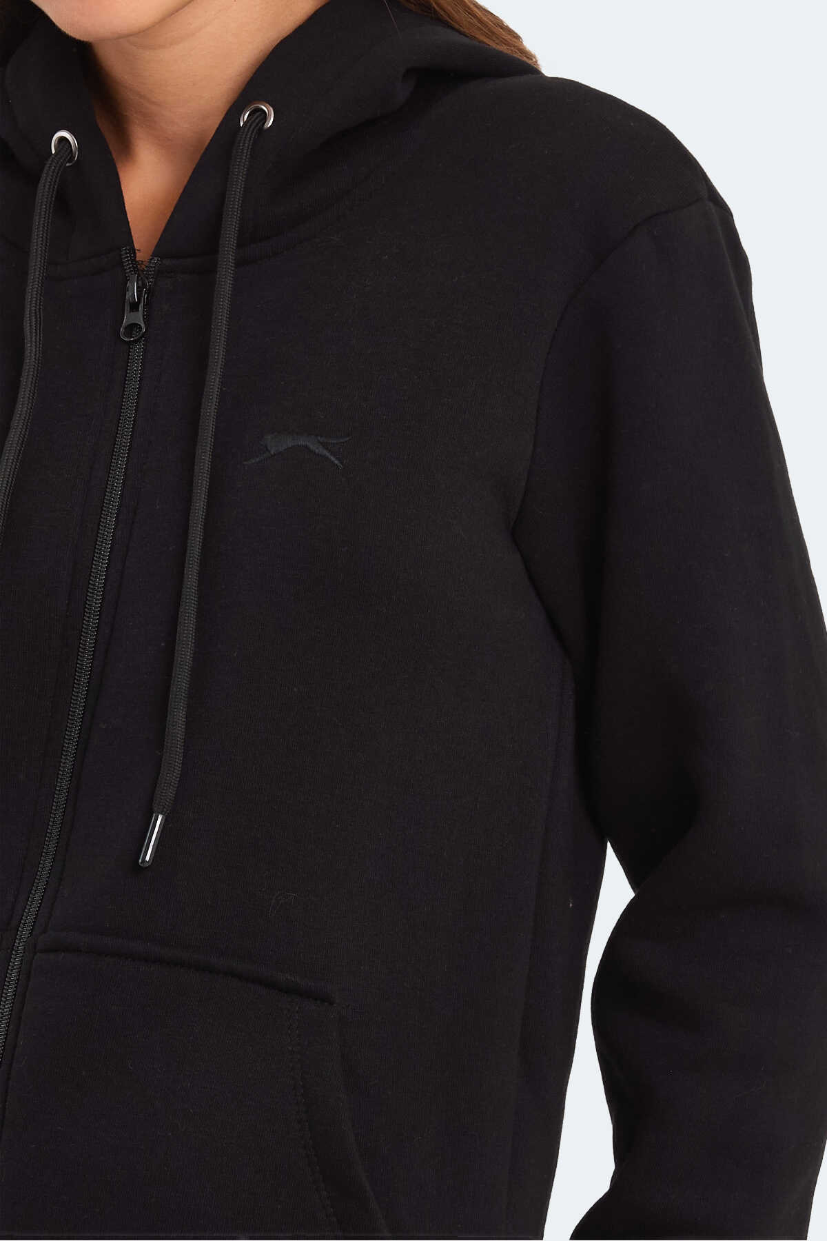 Slazenger KATYA Kadın Fermuarlı Kapüşonlu Cepli Siyah Sweatshırt - 5