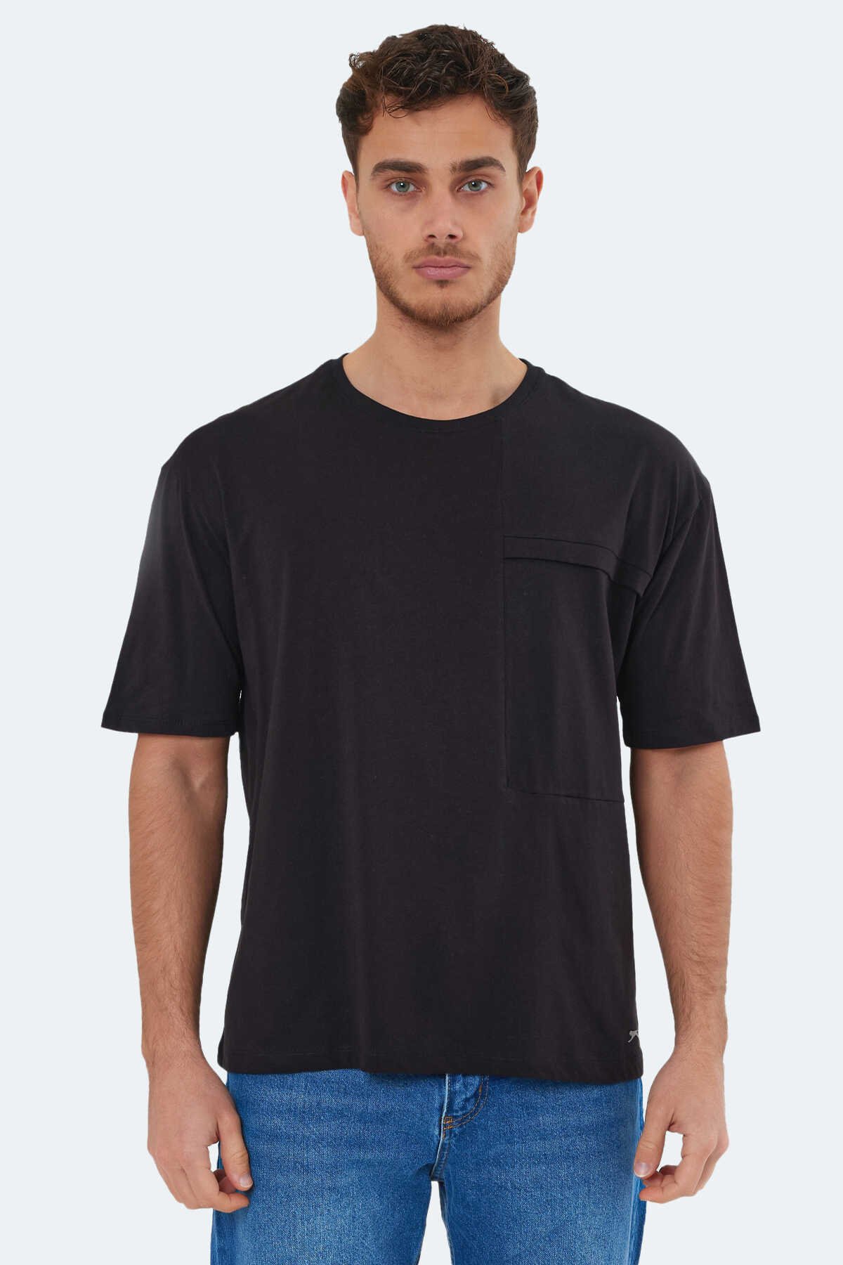 Slazenger - Slazenger KAURI OVER Erkek Kısa Kol T-Shirt Siyah