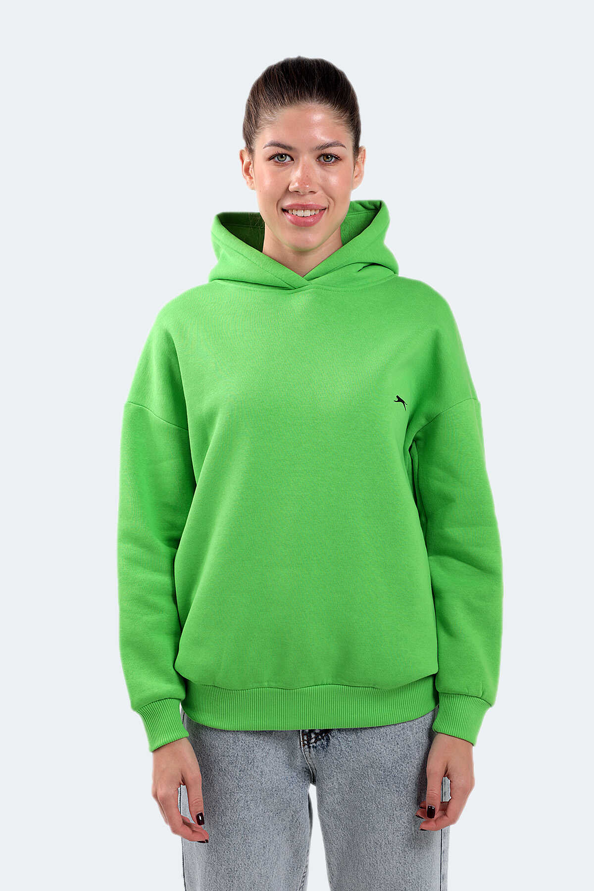 Slazenger - Slazenger KAVEH IN Oversize Kadın Kapüşonlu Nane Sweatshırt