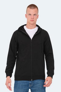 Slazenger - Slazenger KAZUE I Erkek Fermuarlı Kapüşonlu Cepli Siyah Sweatshırt