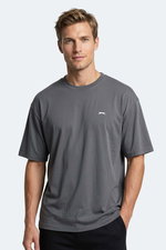 Slazenger - Slazenger KEANE Erkek Oversıze Gri Tişört