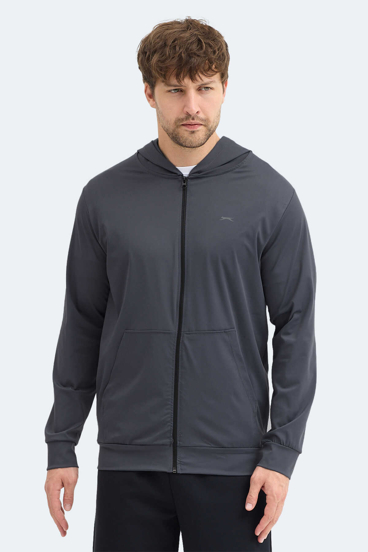 Slazenger - Slazenger KELENOR Erkek Kapüşonlu Cepli Koyu Gri Sweatshırt