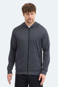 Slazenger - Slazenger KELENOR Erkek Kapüşonlu Cepli Koyu Gri Sweatshırt