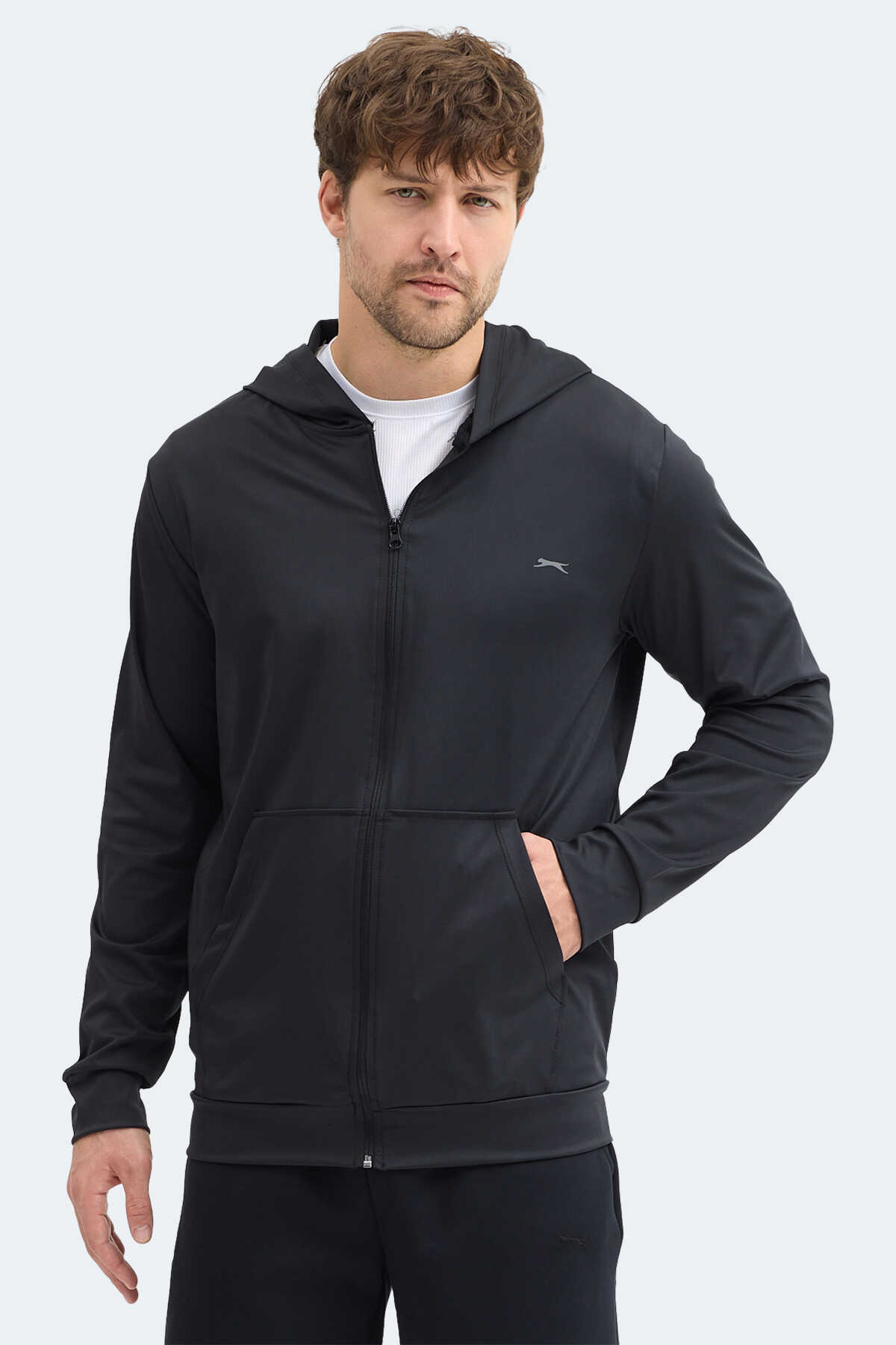 Slazenger - Slazenger KELENOR Erkek Kapüşonlu Cepli Siyah Sweatshırt