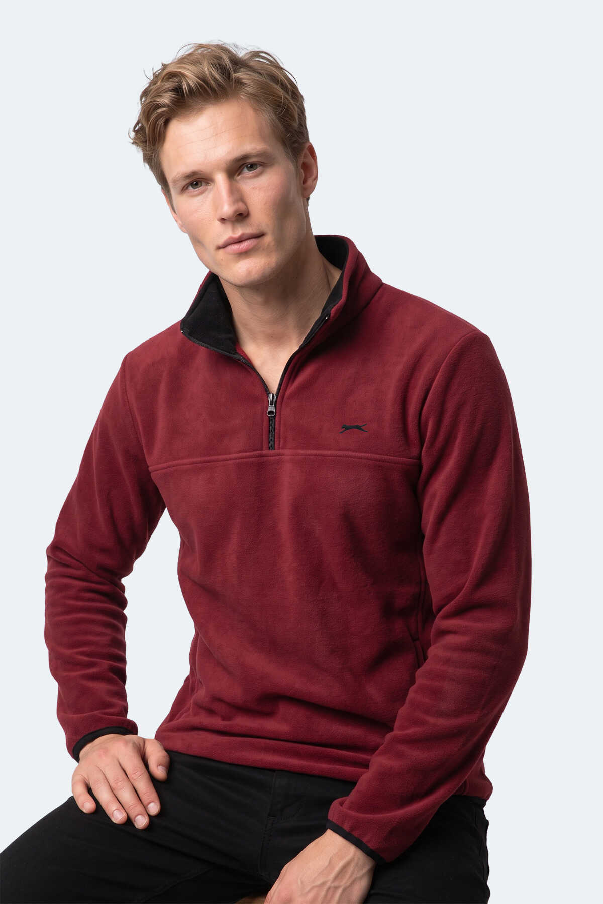 Slazenger KELO I Erkek Kapüşonlu Bordo Sweatshırt - 4
