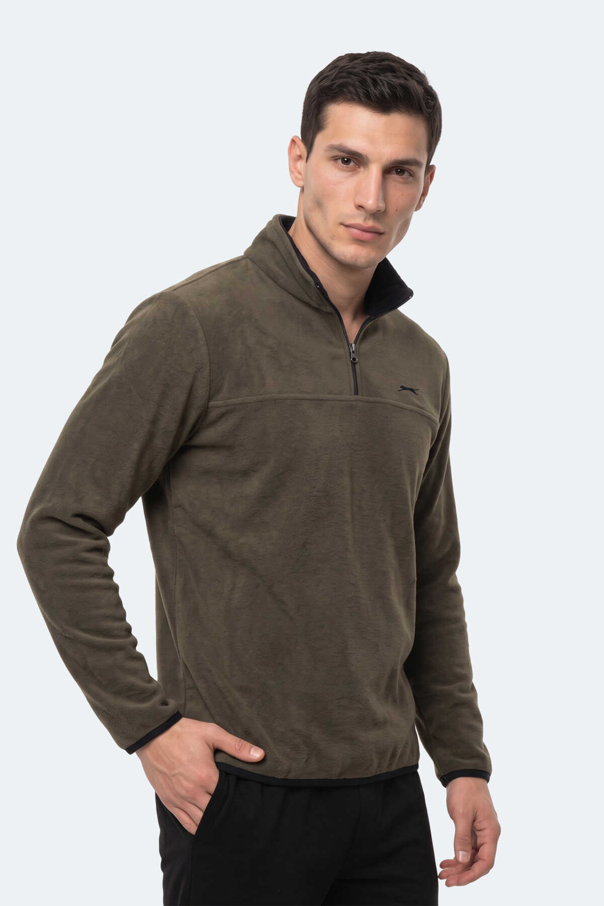 Slazenger KELO I Erkek Kapüşonlu Haki Sweatshırt - 4
