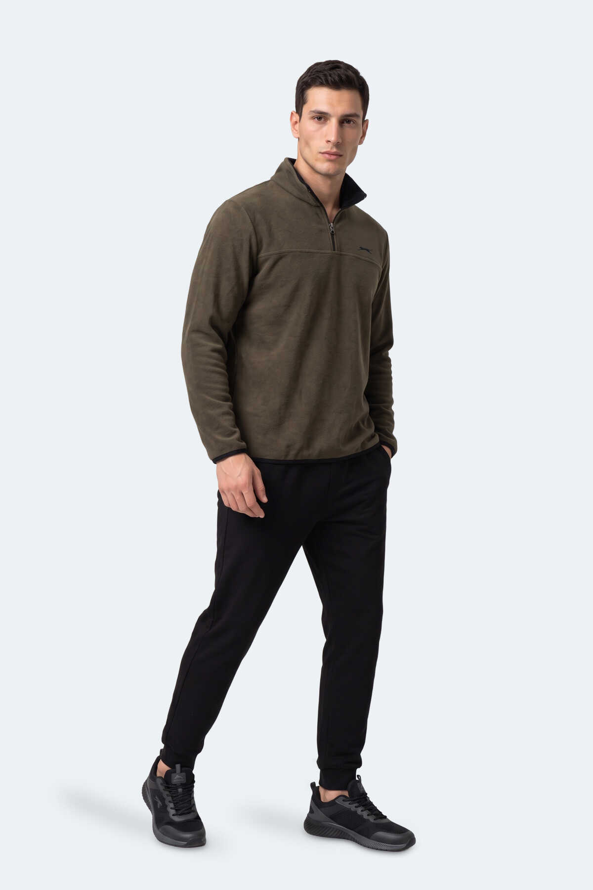 Slazenger KELO I Erkek Kapüşonlu Haki Sweatshırt - 7