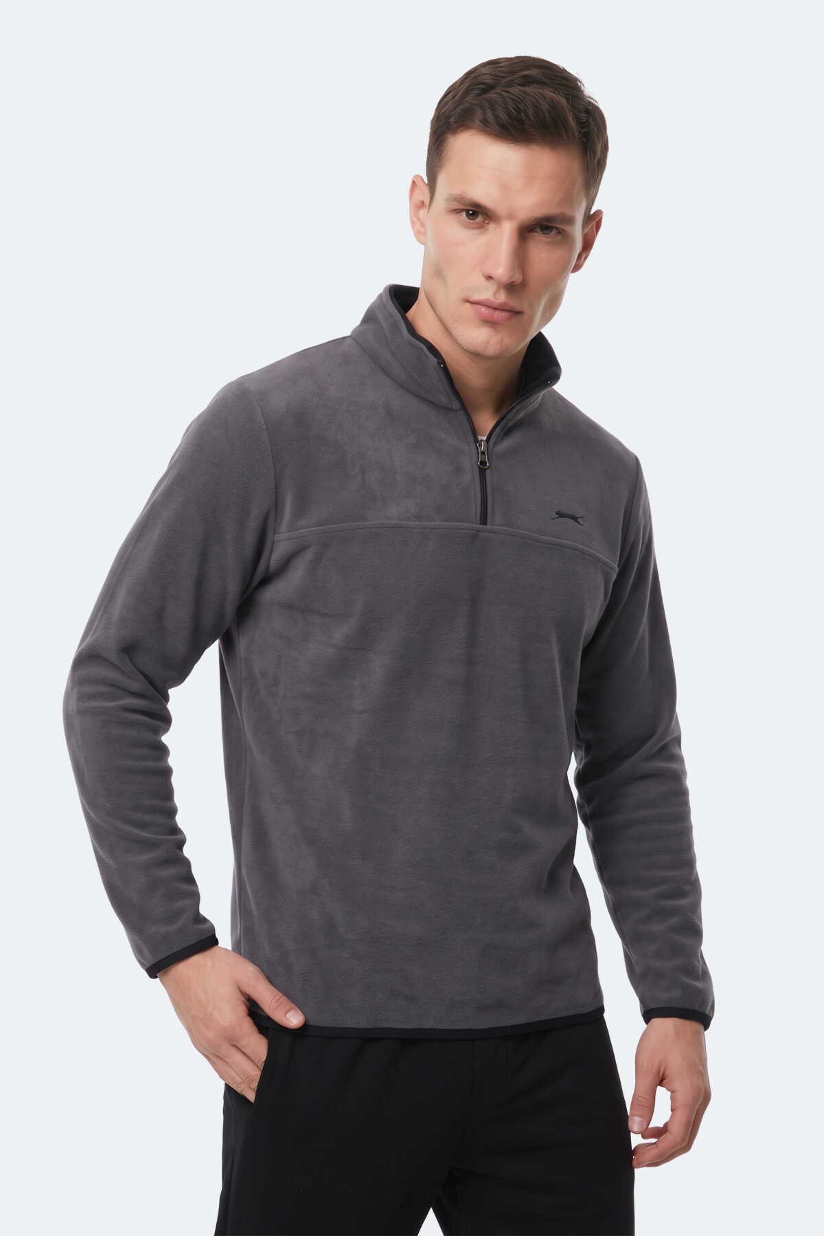 Slazenger KELO I Erkek Kapüşonlu Koyu Gri Sweatshırt - 3