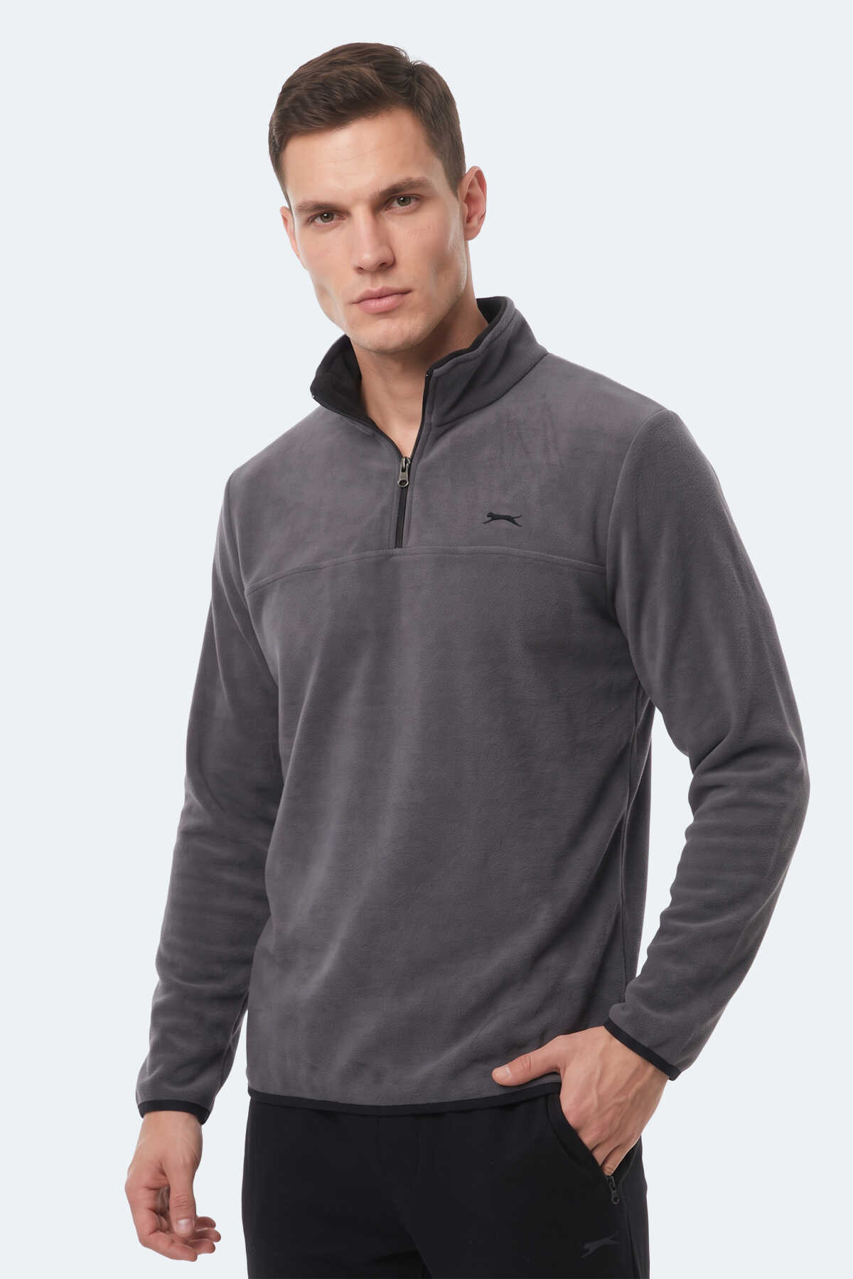 Slazenger KELO I Erkek Kapüşonlu Koyu Gri Sweatshırt - 4