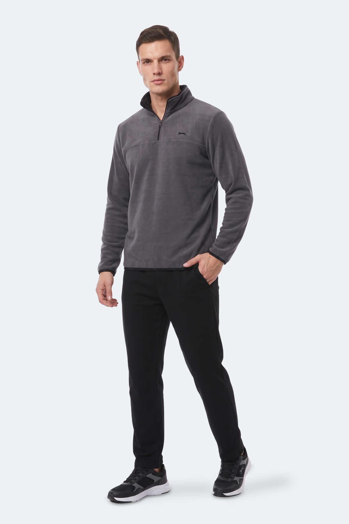 Slazenger KELO I Erkek Kapüşonlu Koyu Gri Sweatshırt - 7