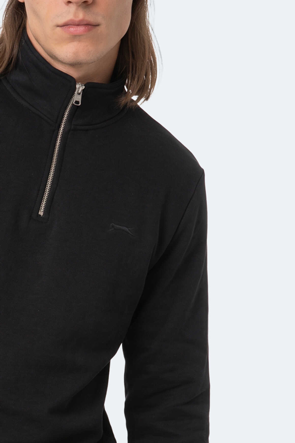 Slazenger KENA I Erkek Dik Yaka Fermuarlı Siyah Sweatshırt - 2