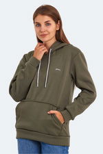 Slazenger - Slazenger KESHIAN IN Kadın Kapüşonlu Cepli Haki Sweatshırt