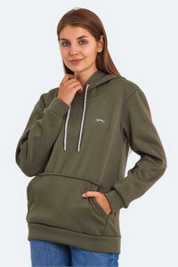 Slazenger - Slazenger KESHIAN IN Kadın Kapüşonlu Cepli Haki Sweatshırt Slazenger - Slazenger KESHIAN IN Kadın Kapüşonlu Cepli Haki Sweatshırt