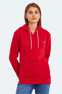 Slazenger - Slazenger KESHIAN IN Kadın Kapüşonlu Cepli Kırmızı Sweatshırt Slazenger - Slazenger KESHIAN IN Kadın Kapüşonlu Cepli Kırmızı Sweatshırt