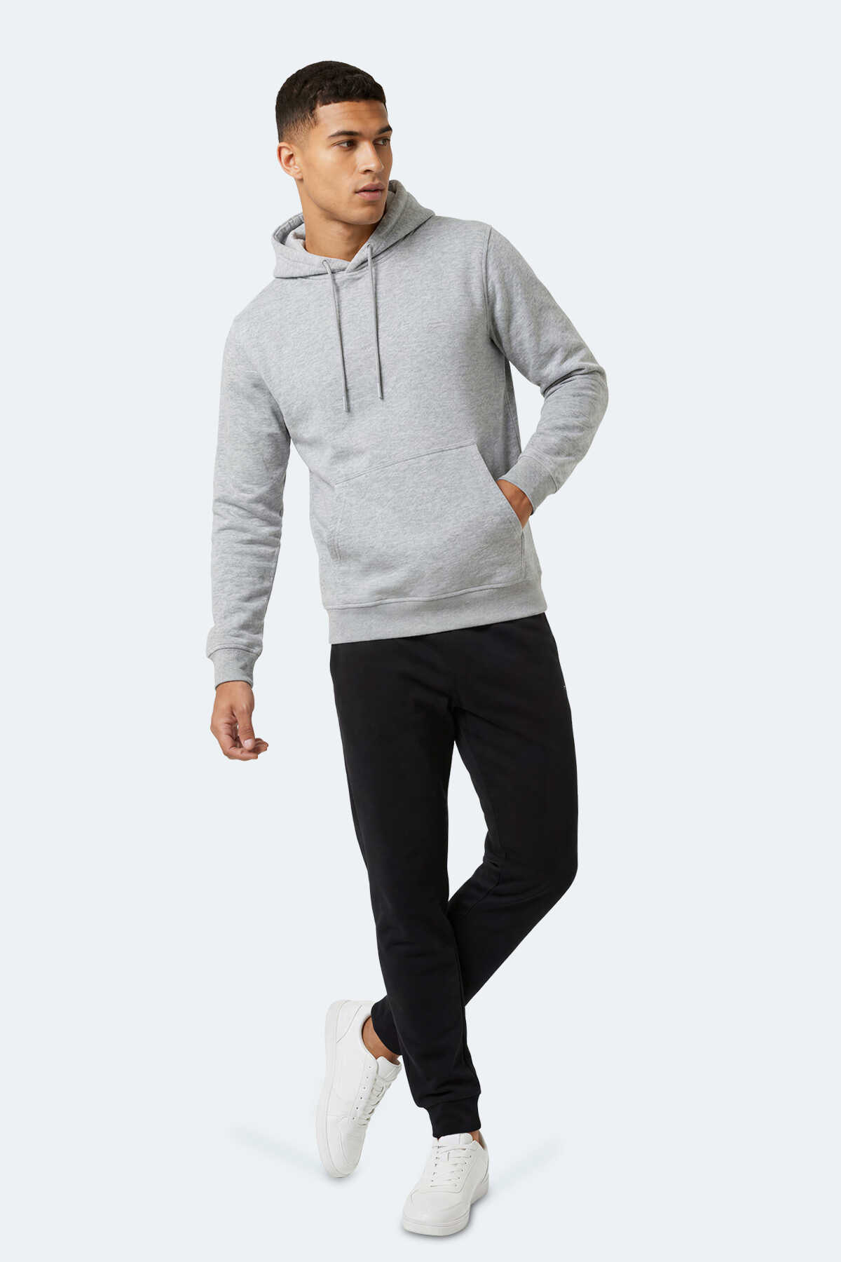 Slazenger KEVRO I Erkek Kapüşonlu Gri Sweatshırt - 3