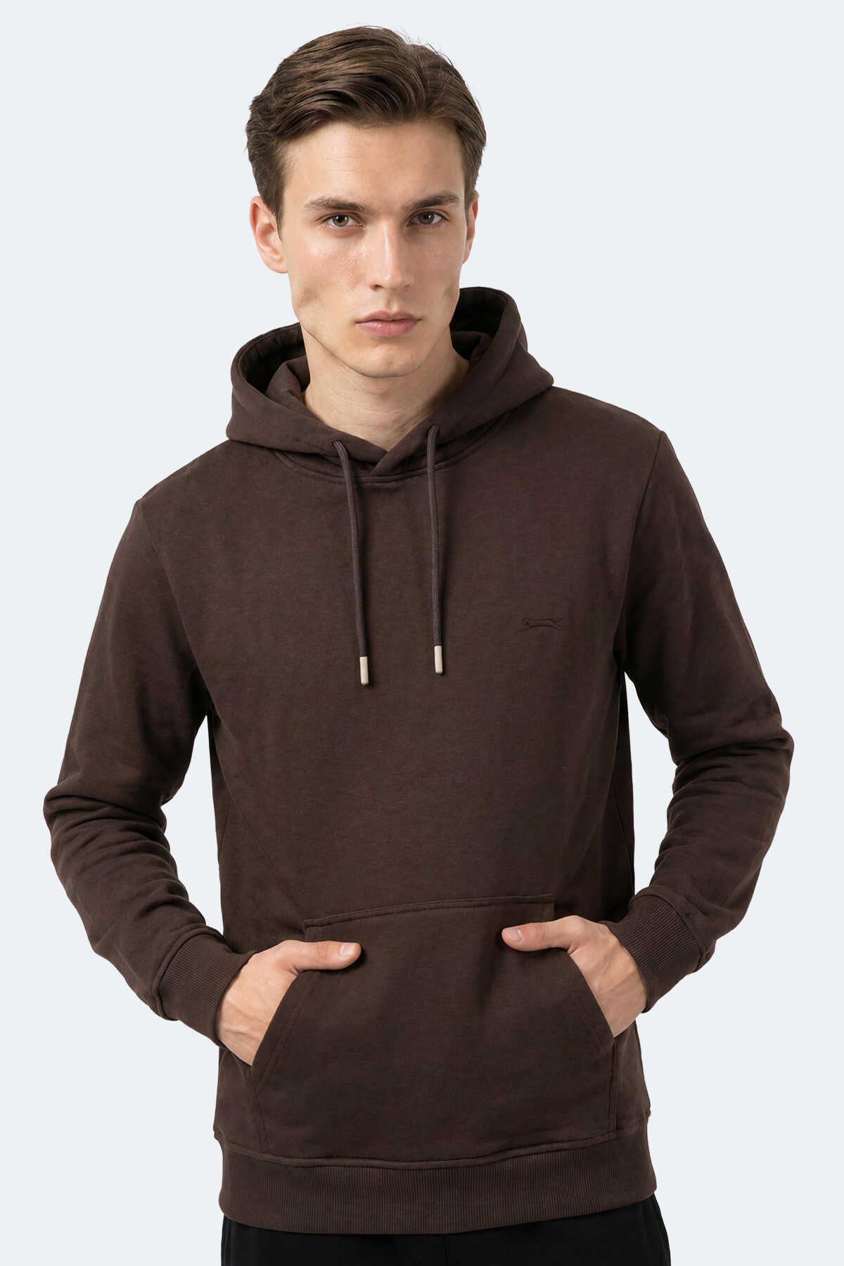 Slazenger - Slazenger KEVRO I Erkek Kapüşonlu Kahve Sweatshırt