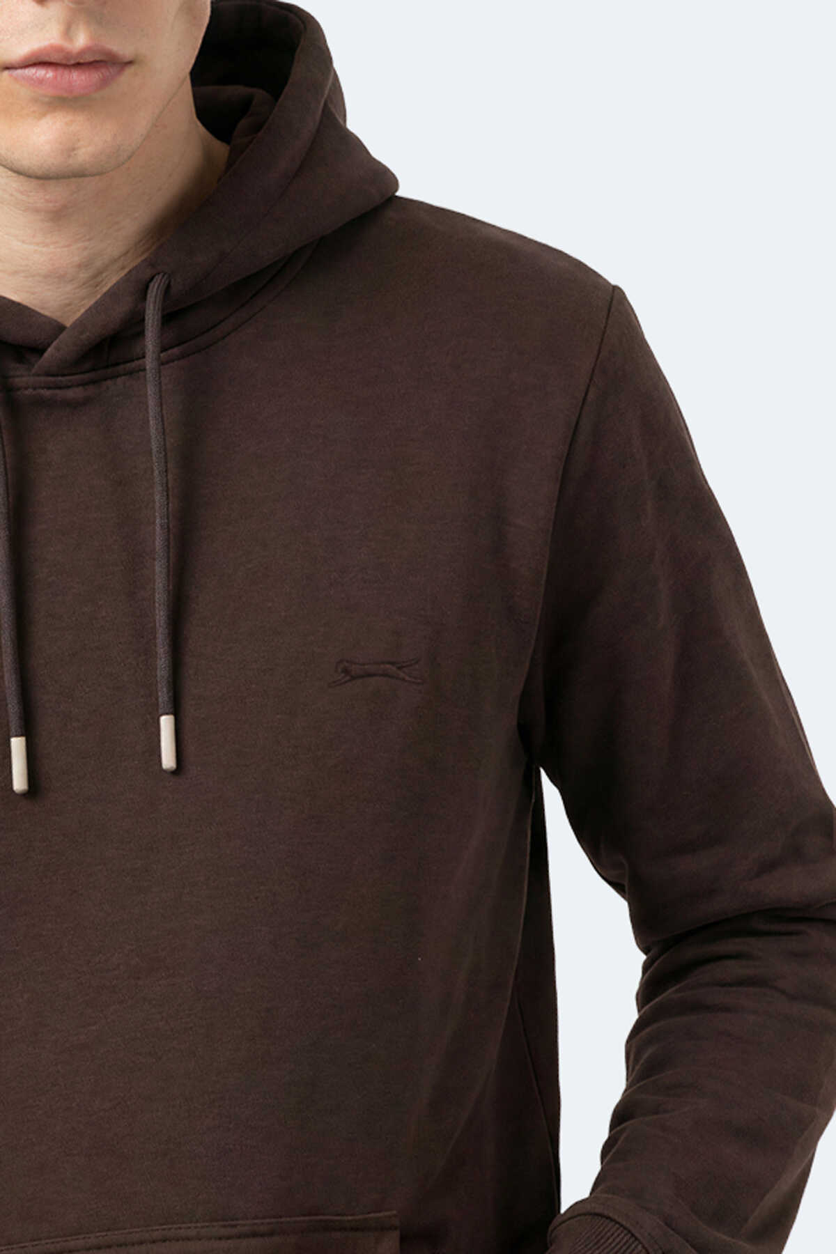 Slazenger KEVRO I Erkek Kapüşonlu Kahve Sweatshırt - 2