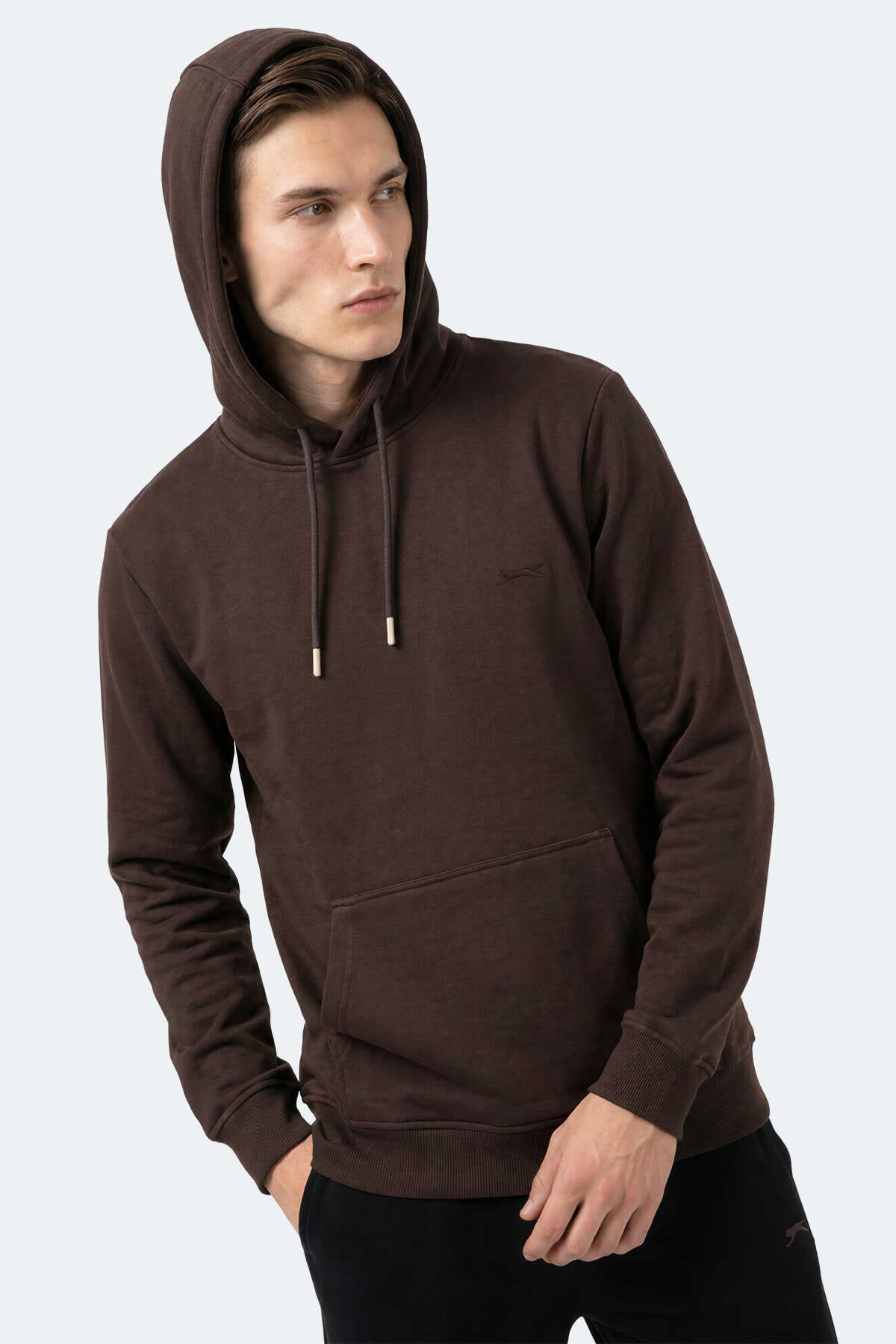 Slazenger KEVRO I Erkek Kapüşonlu Kahve Sweatshırt - 3