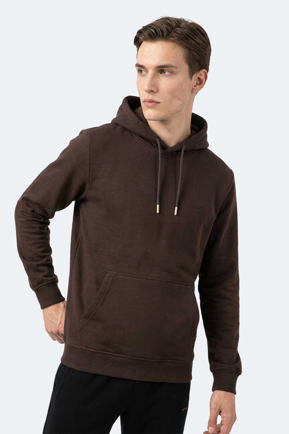 Slazenger KEVRO I Erkek Kapüşonlu Kahve Sweatshırt - 4
