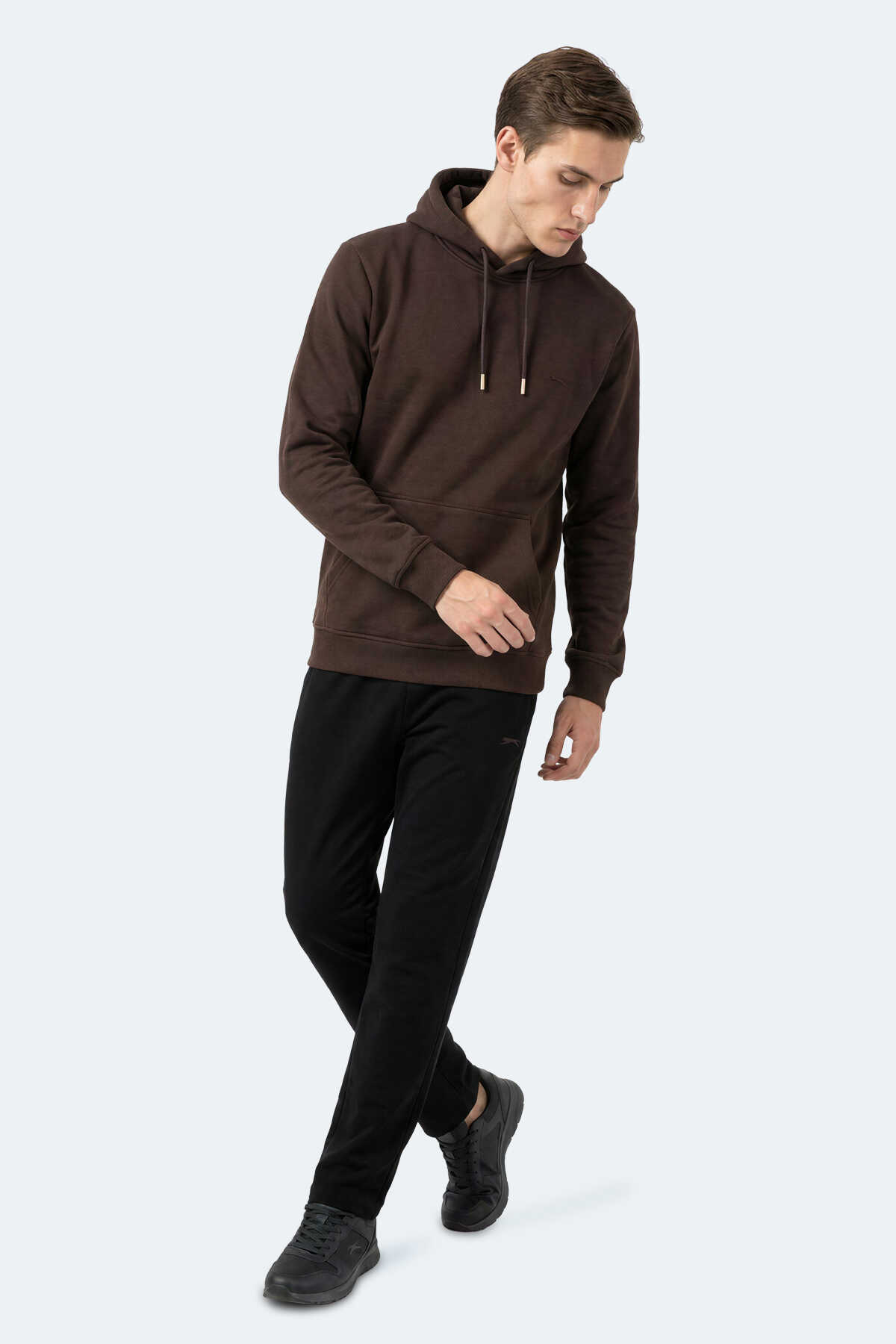 Slazenger KEVRO I Erkek Kapüşonlu Kahve Sweatshırt - 5