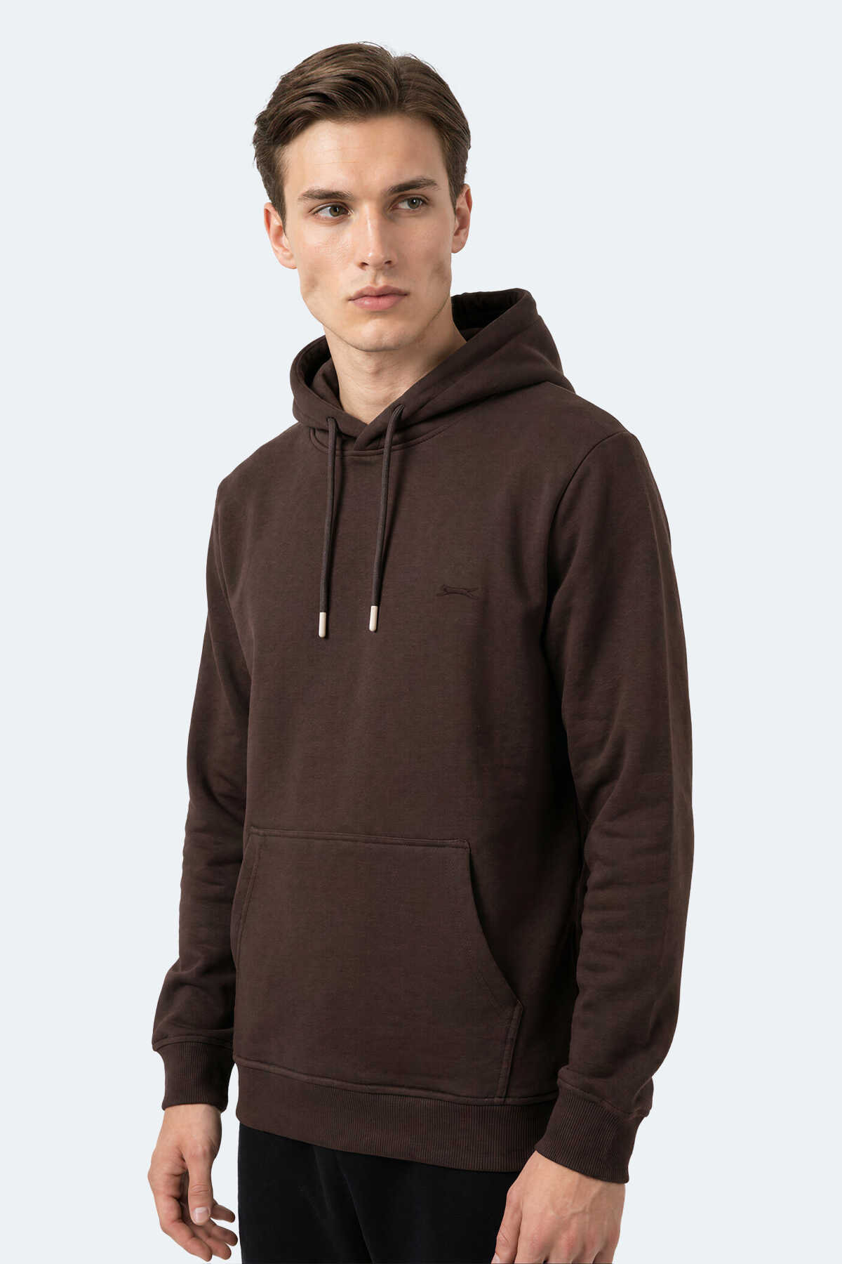 Slazenger KEVRO I Erkek Kapüşonlu Kahve Sweatshırt - 7