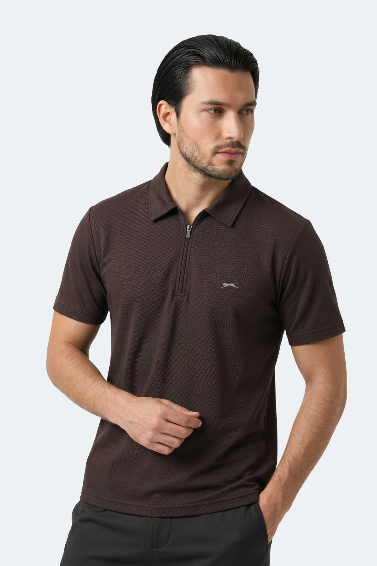 Slazenger - Slazenger KHAN Erkek Polo Yaka Kahve Tişört