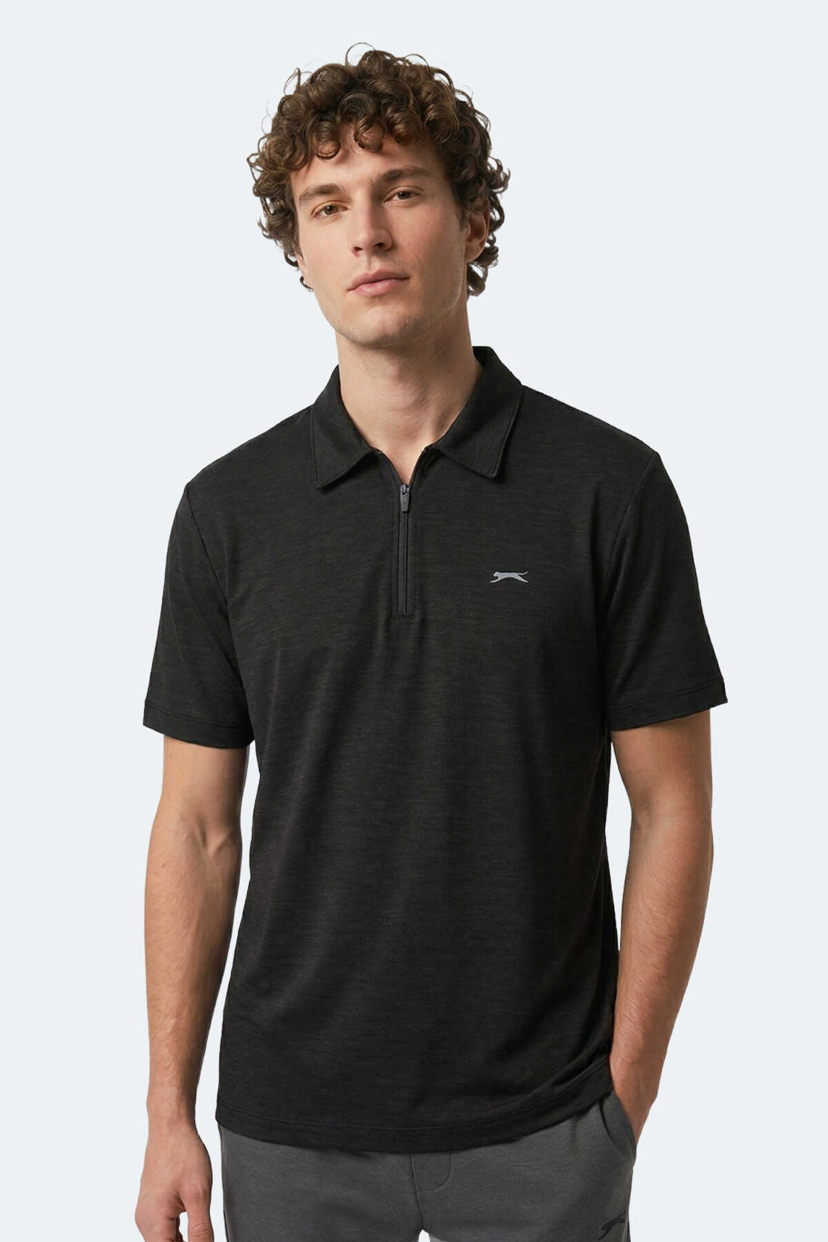 Slazenger - Slazenger KHAN Erkek Polo Yaka Siyah Tişört