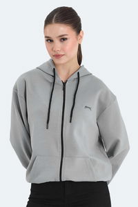 Slazenger - Slazenger KIMBERLEY IN Kadın Fermuarlı Kapüşonlu Cepli Gri Sweatshırt Slazenger - Slazenger KIMBERLEY IN Kadın Fermuarlı Kapüşonlu Cepli Gri Sweatshırt