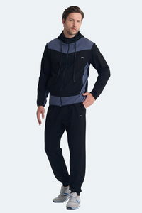 Slazenger - Slazenger KIMO Erkek Fermuarlı Kapüşonlu Cepli Siyah / Koyu Gri Eşofman Takımı Slazenger - Slazenger KIMO Erkek Fermuarlı Kapüşonlu Cepli Siyah / Koyu Gri Eşofman Takımı