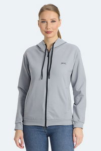 Slazenger - Slazenger KINET IN Kadın Fermuarlı Kapüşonlu Cepli Gri Sweatshırt Slazenger - Slazenger KINET IN Kadın Fermuarlı Kapüşonlu Cepli Gri Sweatshırt