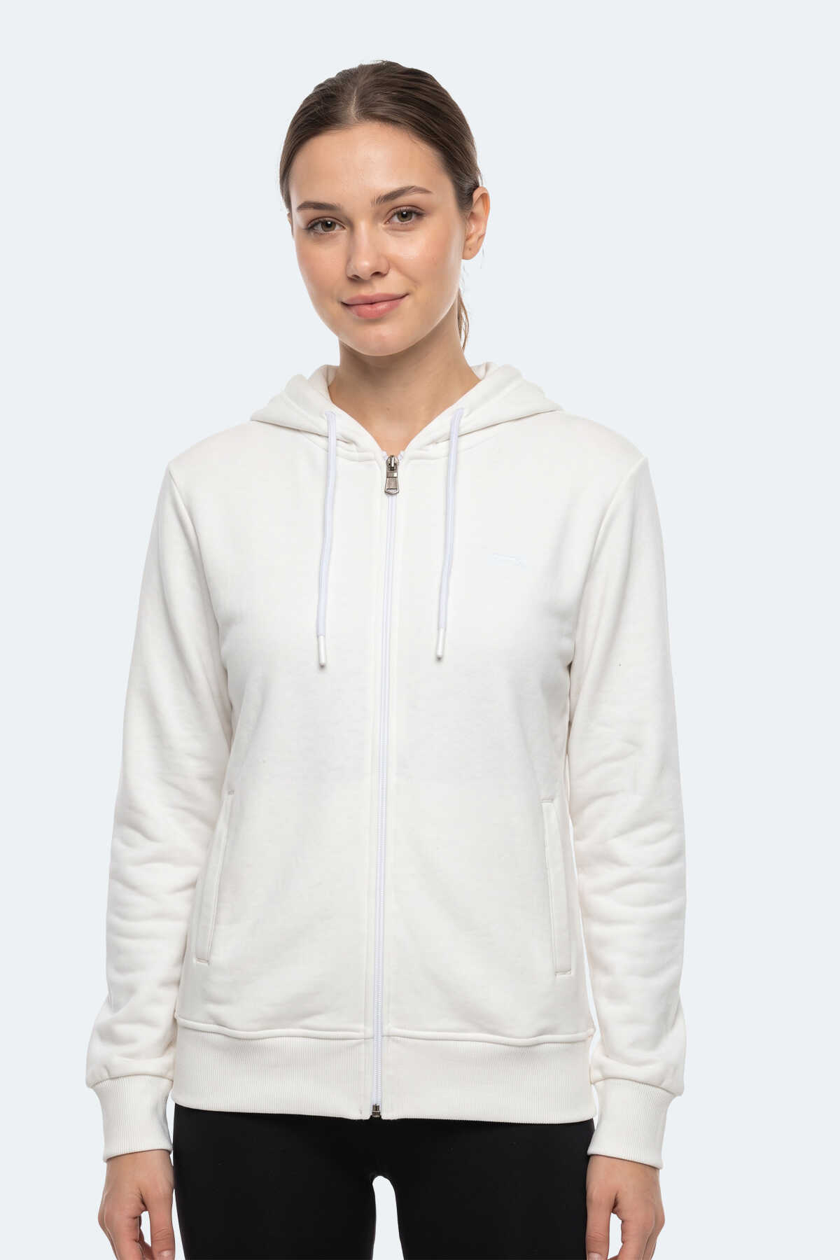Slazenger KIRON I Kadın Kapüşonlu Beyaz Sweatshırt (1)