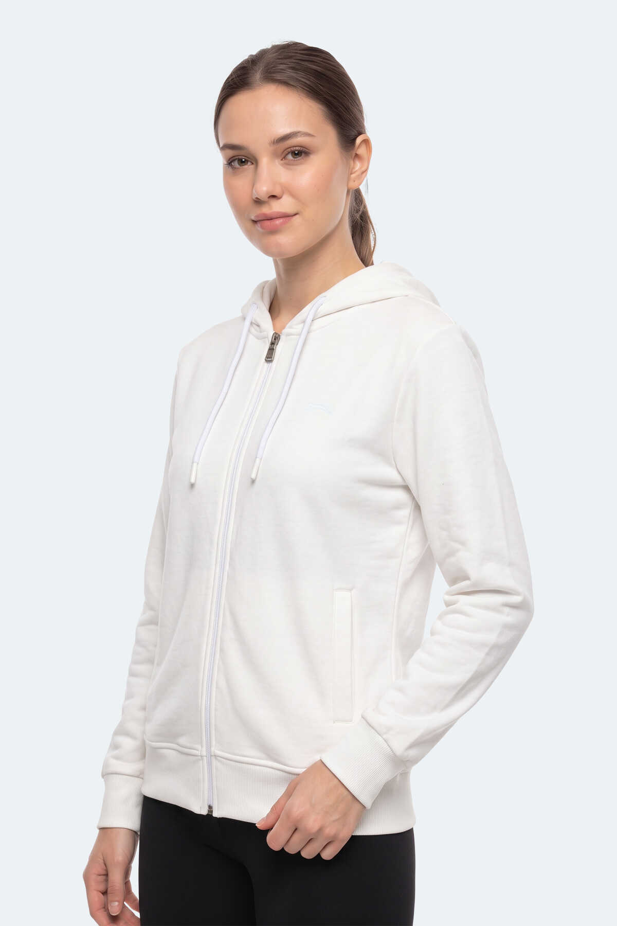 Slazenger KIRON I Kadın Kapüşonlu Beyaz Sweatshırt - 3