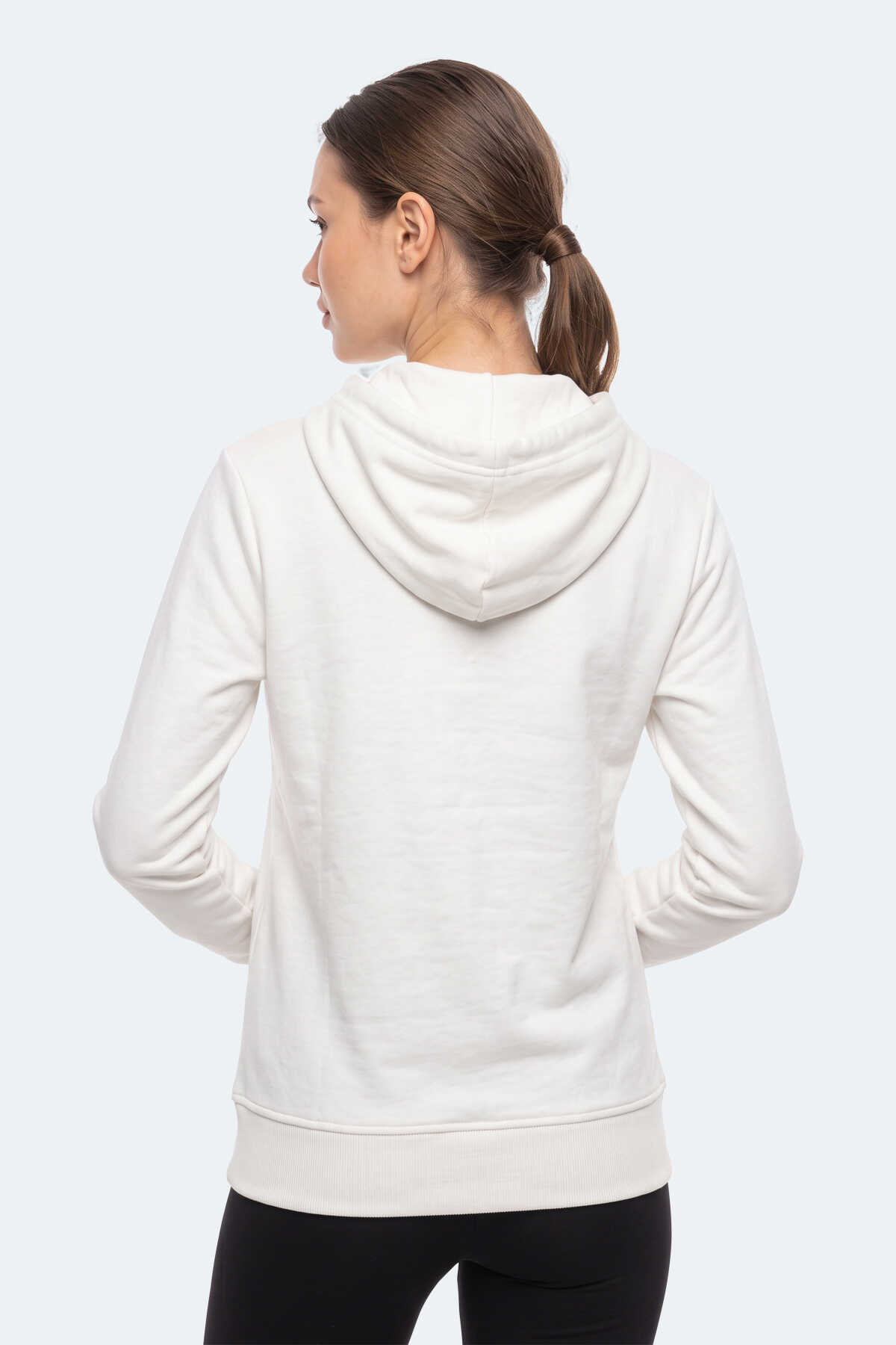 Slazenger KIRON I Kadın Kapüşonlu Beyaz Sweatshırt - 4