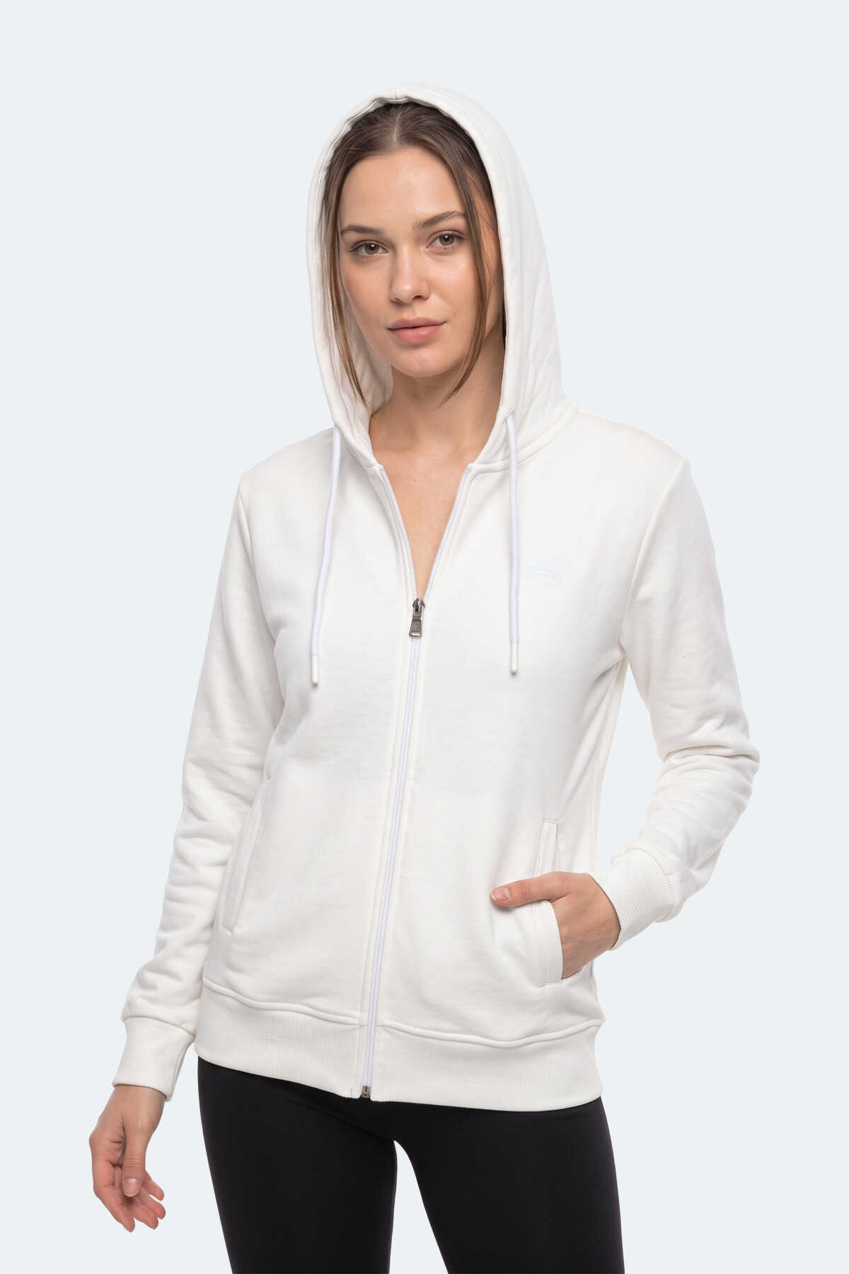 Slazenger KIRON I Kadın Kapüşonlu Beyaz Sweatshırt - 5