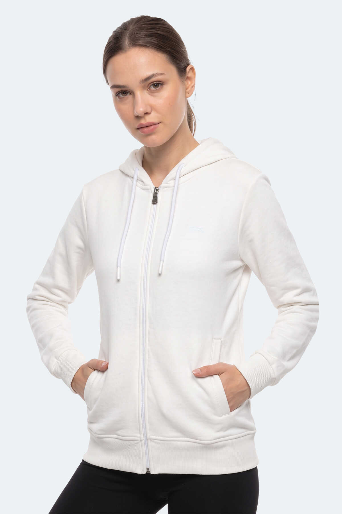 Slazenger KIRON I Kadın Kapüşonlu Beyaz Sweatshırt - 6