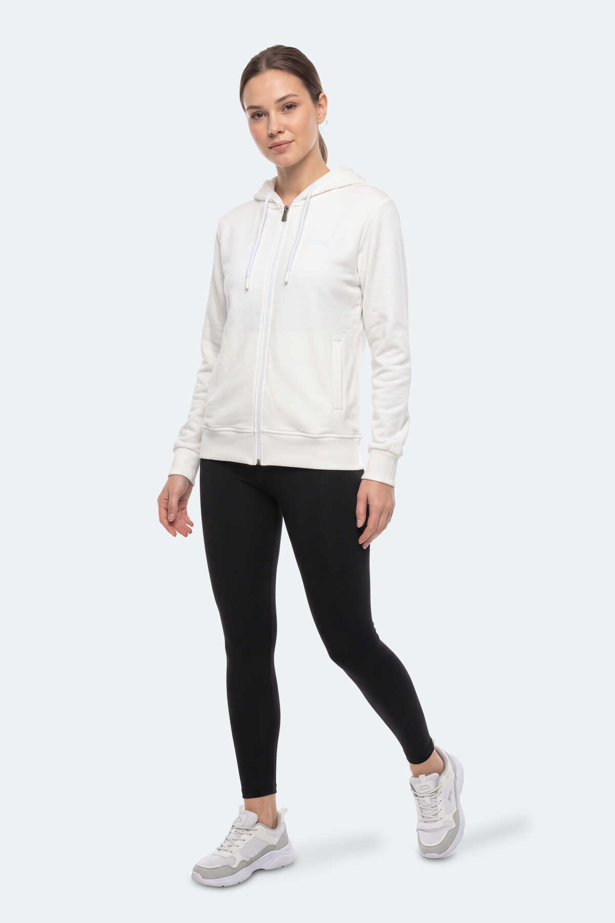 Slazenger KIRON I Kadın Kapüşonlu Beyaz Sweatshırt - 7