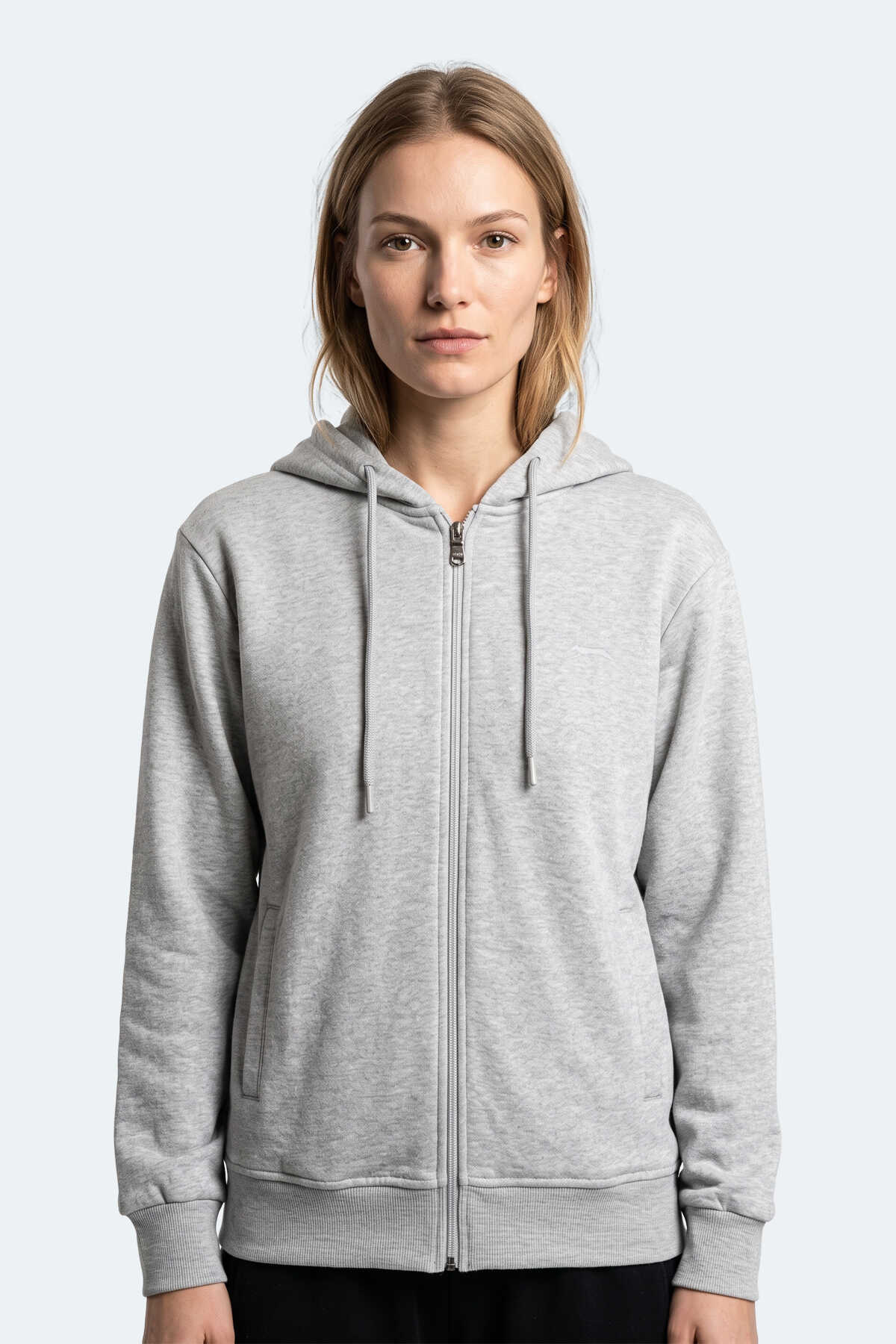 Slazenger KIRON I Kadın Kapüşonlu Gri Sweatshırt (1)