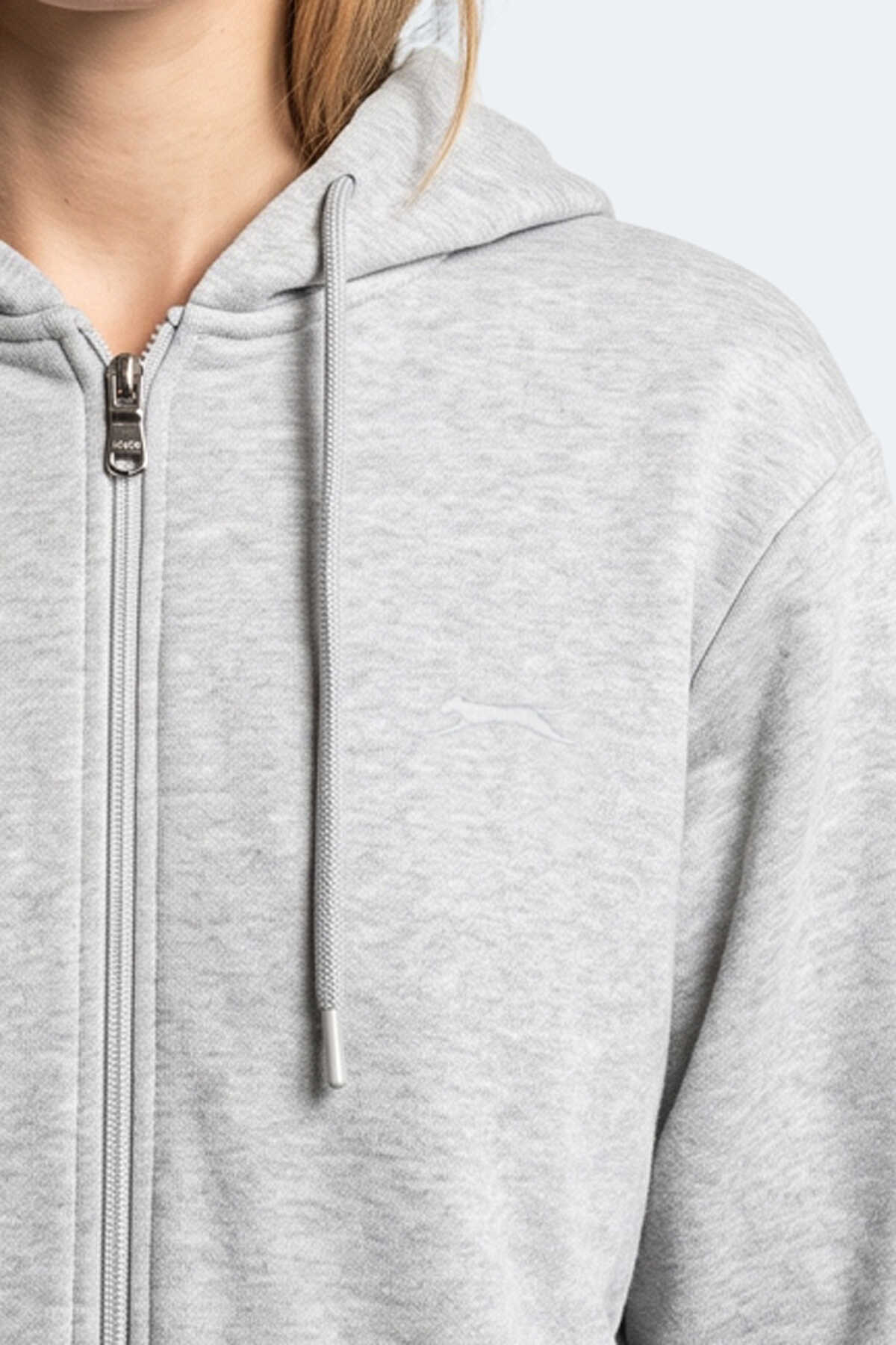 Slazenger KIRON I Kadın Kapüşonlu Gri Sweatshırt - 2