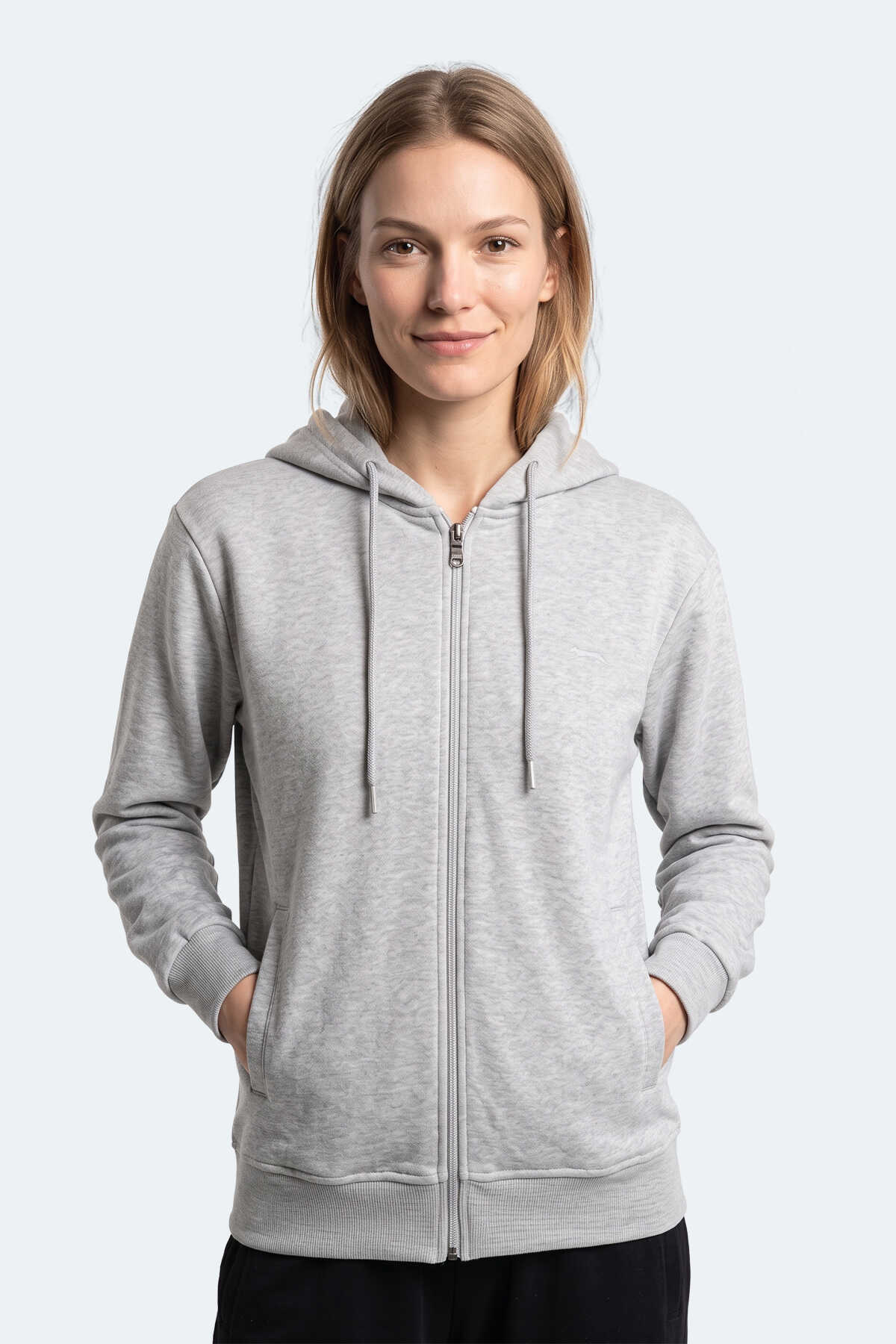 Slazenger KIRON I Kadın Kapüşonlu Gri Sweatshırt - 4