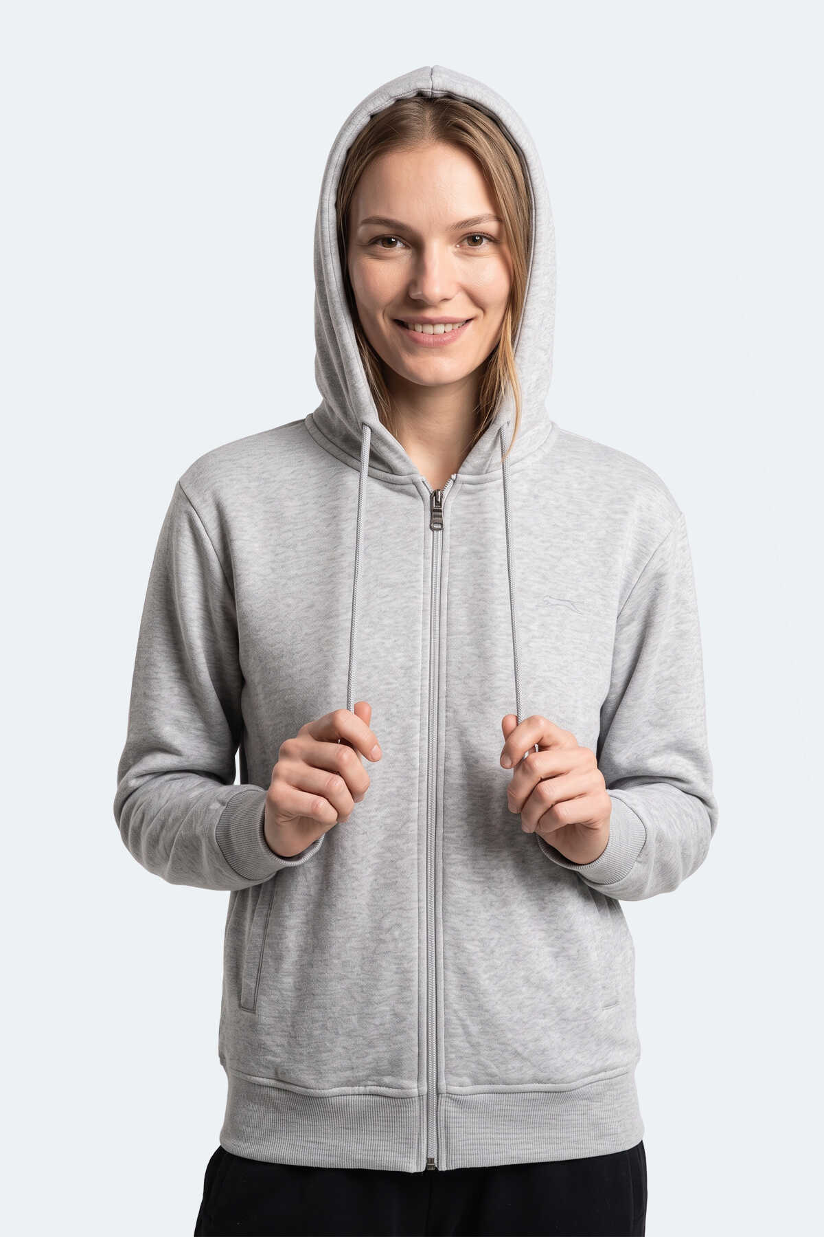 Slazenger KIRON I Kadın Kapüşonlu Gri Sweatshırt - 5