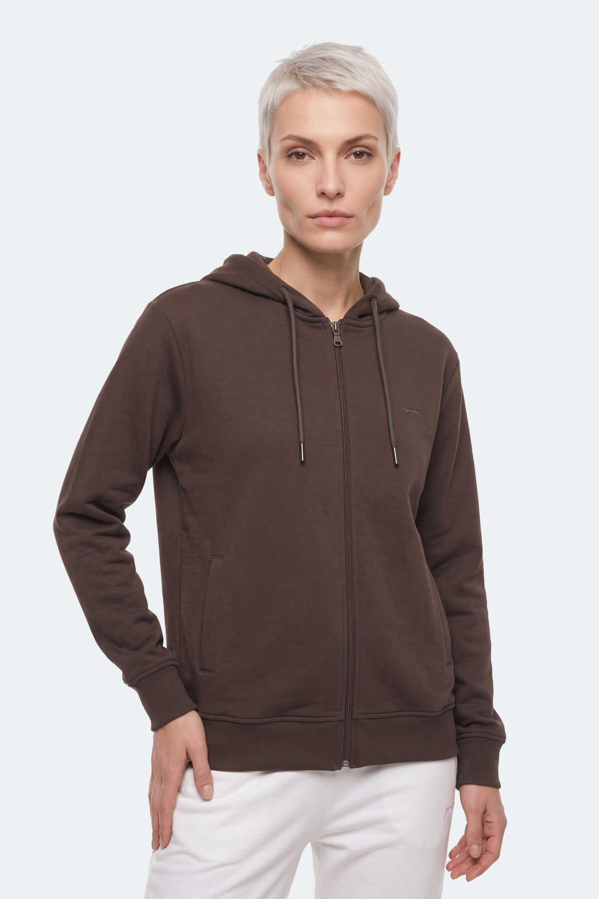Slazenger KIRON I Kadın Kapüşonlu Kahve Sweatshırt (1)