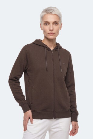 Slazenger KIRON I Kadın Kapüşonlu Kahve Sweatshırt