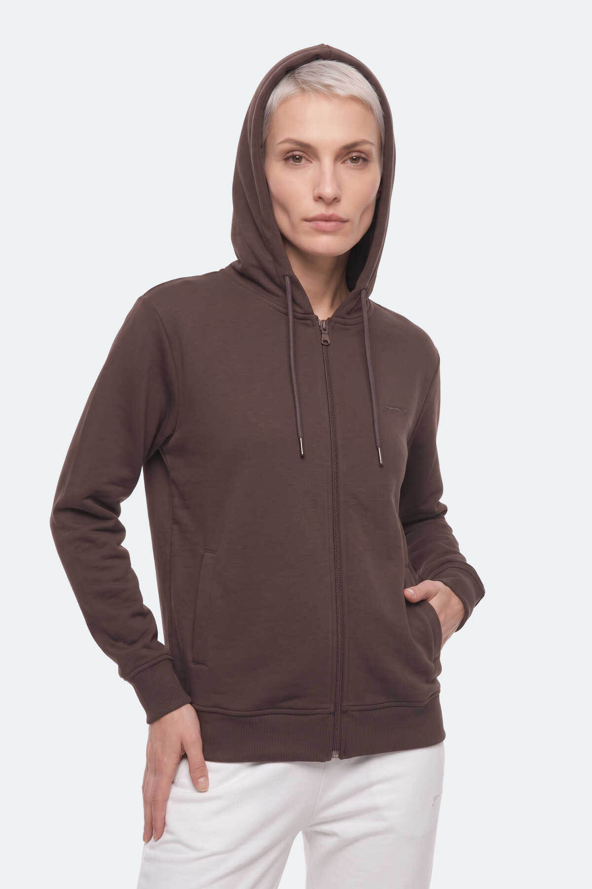 Slazenger KIRON I Kadın Kapüşonlu Kahve Sweatshırt - 3